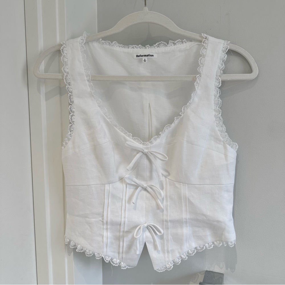 Reformation Brenda Linen Top